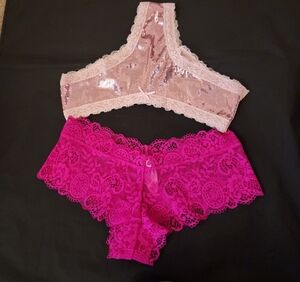 Victoria's Secret Pink Lace and Sequin Set